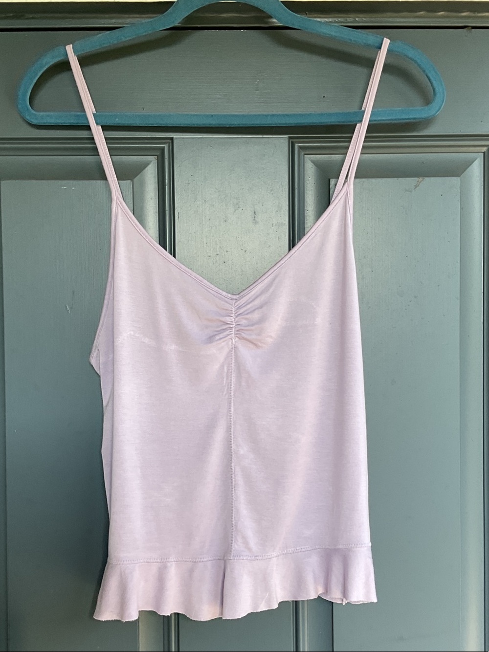 American Eagle Outfitters Lilac Ruched V-Neck Spaghetti Strap Camisole, Size M